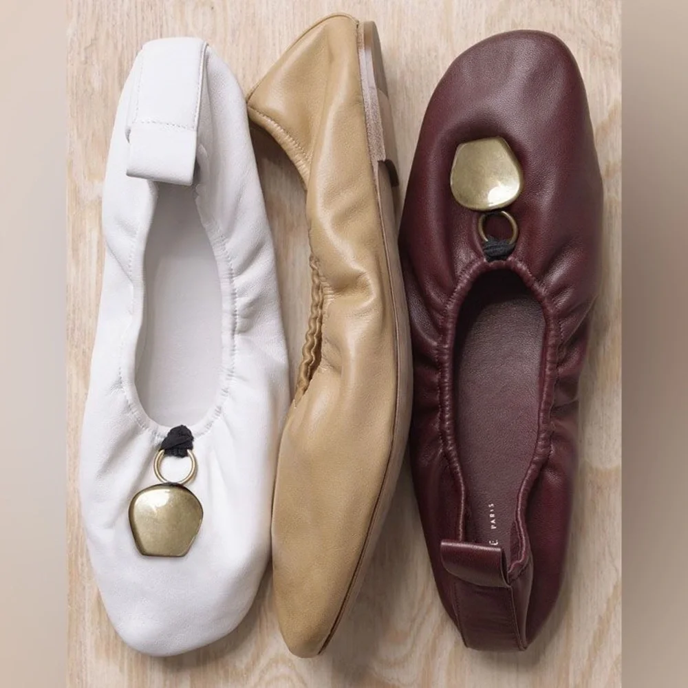 Old Céline burgundy leather bell ballet flats -size 39 - Picture 1 of 9